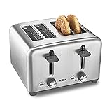 BELLA 4-Scheiben-Toaster mit extra breiten Toastschlitzen und herausnehmbarem Krümelfach – 6 Bräunungsstufen, Abschaltautomatik und Aufwärmfunktion – Toastbrot, Bagel und Waffeln