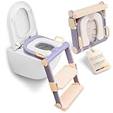 PREMIUM Toilettentrainer mit Treppe für Toilettenhöhen bis 44cm - faltbar & Platzsparend, extrem stabil und hygienisch- Kindertoilette, Klositz WC Sitz für Kinder mit Treppe von modernUP (Purpur)