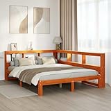 GCHDHAPB Home-Beds & Accessories,Betten & Bettrahmen,Bücherregal Bett ohne Matratze Wachs Braun 140x200 cm Massivholz Kiefer