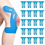 Generisch Kinesiology Tape Pack of 20, Pre-Cut, Waterproof, Elastic Physio Tape for Knee Support