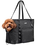 pecute Hundetasche für Kleine Hunde 6kg, Tragetasche Hund Hundetragetasche Leichte, Faltbare Hundetransportbox, Katzen Transporttasche für Unterwegs, Schwarz XL