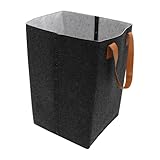 Outanaya Faltbarer Wäschekorb aus Filz mit Griff Großer Aufbewahrungsbeutel für Kleidung und Kleinigkeiten Stabiler Wäschesammler für Schlafzimmer und Bad (dunkelgrau)