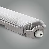 LED Universum Feuchtraum-Wannenleuchte 150cm IP65 mit zwei T8 LED-Röhren 44W 5280 Lumen tageslichtweiß 6500K flimmerfrei verknüpfbar | Kellerleuchte Nassraumleuchte Feuchtraumleuchte L1576xB94xH58mm