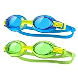 findway Schwimmbrille für Kinder, 2 Stück, Tauchbrille für Kinder, für 3, 4, 5, 6, 7, 8, 9, 10, 11, 12 Jahre, Anti-Beschlag-Beschichtung, UV-Schutz, Schwimmbrille für Jungen und Mädchen, Blau, Grün