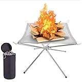 Nestling Tragbare Faltbare Outdoor-Camping-Feuerstelle, 304 Edelstahl, Netzkamin, Picknick, Lagerfeuer, Feuerstelle, Holzverbrennung mit Tragetasche für Terrasse, Camping, Hinterhof