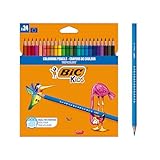 BIC Kids Buntstifte Tropicolors, zum Malen in 24 Farben, im Karton Etui, ab 5 Jahre, Bruchsichere Mine und ohne Holz, 1 stück (24er Pack)