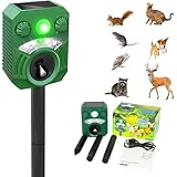 Joomouney Katzenschreck, Katzenschreck Abschreckung für Gärten UK, Tierschreck Ultraschall Abschreckung mit PIR Sensor & Blitz 5 Einstellmodi, IPX4 Wasserdicht Solar USB Aufladung für Hund Fuchs Vogel