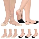 Heclia 6 Paar Ultra Low Cut Liner Socken, Frauen Fußballensocken, No Show Toe Topper Liner Socken mit Sling Back für Damen, Sling No Show Gepolsterte Halbsocken für Absätze, Kleider, Schuhe