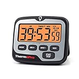 ThermoPro TM01 Küchentimer, digital, mit großem LCD-Display, Lautstärke, Alarm, Timer, Multifunktions-Timer, verstellbar, Countdown, Hintergrundbeleuchtung