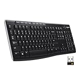 Logitech K270 Kabellose Tastatur für Windows, 2,4 GHz kabellos, Standardgröße, Nummernblock, 8 Sondertasten, 2 Jahre Batterielaufzeit, Kompatibel mit PC, Laptop, Deutsches QWERTZ-Layout - Schwarz