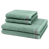 Ross - 4 teiliges Frottier-Set - Smart (2 X Handtuch 2 X Duschtuch im Set) - 520 g/m2 - Baumwolle - Frottee - saugstark - weich und flauschig - Schilf