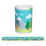 ungeklebte Wandrahmen-Aufkleber, Tapetenbordüre for Abziehen und Aufkleben, mehrfarbig, 10 cm x 5 m(Green Nature)