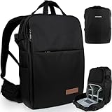 ENTDECKBAG Kamerarucksack Diebstahlsicher [mit Hüftgurt] Stauraum 14” Laptopfach Fotorucksack für Spiegelreflexkamera Kamera Rucksack Herren Damen (Schwarz)