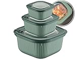uandu Frischhaltedosen mit Deckel, Mikrowellen Geschirr 3er Set, Vorratsdosen Luftdicht Set, Meal Prep Boxen, BPA- Freie Plastikbox mit Deckel