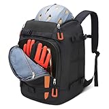 Skischuhtasche mit Helmfach 50L 1680D Nylon Skirucksack Skischuhrucksack mit Helmtasche Skitasche Siksack für Skistiefel Schlittschuhe Snowboard Inline-Skates (Orange)