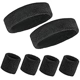 4 STK Schweißband Handgelenk & 2 STK Schweissband Stirnband Set, Sports Schweißbänder, Elastische Schweissbänder Armband Stirnbänder für Tennis Fußball Basketball Damen Männer Herren Kinder