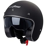 Motorrad Jet Helm Cafe Racer ECE 22-05 Sonnenblende Scooter Matt Schwarz XL
