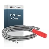 Kirchhoff 99907120 Rohrreinigungsspirale Ø 9 mm x 5 m lang, Abflussspirale mit Kralle, flexible Rohrspirale für Küche und Bad, Abfluss Spirale zur Rohrreinigung, Edelstahl