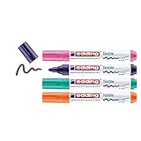 edding 4500 Textilmarker - orange, violett, pink, grün - 4 Stück - Rundspitze 2-3 mm - Textilstifte waschmaschinenfest (60 °C) zum Stoff bemalen - Stoffmalstift