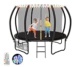 Devoko Trampolin Outdoor mit LED Streifen Ø 305/366/427 cm, vom TÜV Rheinland GS-Zertifikat, Kindertrampolin Gartentrampolin mit Sicherheitsnetz, Rundes Riesentrampolin mit Leiter und Schuhbeutel