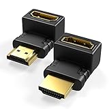 RedStar24 HDMI Winkelstecker 90 Grad & 270 Grad gewinkelt Adapter | HDMI Typ A Buchse und Stecker | HDMI Verbinder | Vergoldete Kontakte | 4K Ultra HD UHD 3D Full HD 1080p HDR ARC | 2 Stück