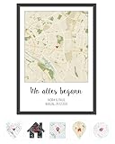 OWLBOOK® Geschenke für Frauen | Wo alles begann Bild mit Landkarte & Koordinaten | Personalisierte Geschenke | Geburtstagsgeschenke für Frauen | Hochzeit Jahrestag Einzug Retro Karte Papier