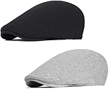 Malaxlx 2 Stück Schwarz Hellgrau Schiebermütze Schirmmütze Herren Barett Cap Newsboy Flat Cap Baskenmütze Zeitungsjunge Caps Gatsby Ivy Irish Hat