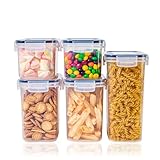 Homhut Vorratsdosen mit Deckel Luftdicht Aufbewahrungsbox Küche 5er VorratsbehäLter Set Frischhaltedosen Stapelbar für Getreide, Mehl, Cornflakes，Nudel，MüSli Mehl Aufbewahrung Usw(5er)