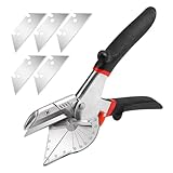Gehrungsschere,Winkelschere 45° - 135° mit 5 Ersatzklingen für Präzisen Schnitt, Multifunktions-Trunking-Schere zum Schneiden von PVC, Holz, Kunststoff, Gummi