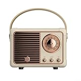 MeevrgR Tragbarer Mini-Subwoofer, Retro-Radio, Smart-Lautsprecher, kabellose Karte, schnelle Kopplung (weiß)