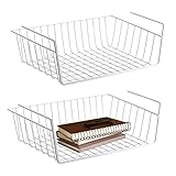 Unterregal Aufbewahrungskorb, 2 Stück Hängekorb Metall Hängekorb Regal Unter Schrank Hängekorb Metall Korb-Organizer Regaleinhängekorb für Küche, Büro, Speisekammer, Bad, Schrank (Weiß)