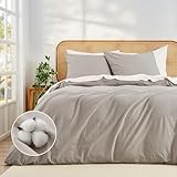 Duvetnova Bettwäsche 135x200 Baumwolle 4teilig Leinen-Optik,Superweiche 100% Vorgewaschene Baumwolle ÖKO-TEX Sommerbettwäsche 135x200 2 Bettbezüge 135x200+2 Kissenbezüge 80x80 alle mit Reißverschluss