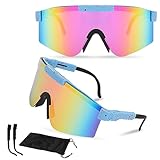 NEOVSUNY Fahrradbrille, Schnelle Brille Rave Polarisierte Sonnenbrille UV400 Herren Damen Sportbrille, Radsportbrille Windschutz Rennrad Brille für Outdoorsport Radfahren Laufen Ski Golf