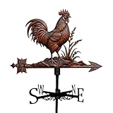 Wetterhahn Windfahne aus Kupfer, 50cm Höhe, 25 cm Breite, Hahn-Design mit Kompassrichtungen (50 * 25cm)