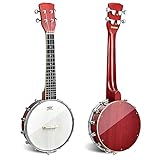 COSTWAY 4 Saiten Banjo 24 Zoll mit Reinigungstuch, Stimmgerät, Gurt, Saiten, Tasche, Reise Banjolele Set Ukulele für Kinder & Anfänger