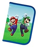 Super Mario gefülltes Schüleretui Federmäppchen inkl. Stiften, Radierer, Lineal etc. I Schlampermäppchen I Etui für die Schule