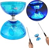 LED Diabolo mit Kugellager - 4,5mm Diabolo Leuchtend im Dunkeln | Licht Diabolo für Kinder & Erwachsene, Anfänger & Profis | Diabolo Jonglier Set | Freilauf Zirkus Spielzeug für Indoor & Outdoor