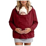 Generisch Tragejacke für Mama und Baby Hoodie Fleecejacke Umstandsjacke Mama Jacke mit Trageeinsatz,Umstands 3 In 1 Schwangerschaftsjacke mit Babyeinsatz Langarm Hoodie Sweatshirt