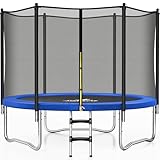 JELENS Trampolin, 2,4 m, 3 m, Outdoor-Trampoline mit Netz und Leiter, Freizeit-Trampoline für Kinder und Erwachsene, ASTM-genehmigt, Blau, 2,4 m