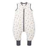 MIKAFEN Baby Schlafsack Winter mit Füßen 2.5 Tog 100% Baumwolle Kinder winterschlafsack für Jungen und Mädchen 90/Höhe95-105cm,Alphabet