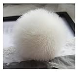 6 Stück 12cm Extra Groß Weiß Fellbommel Pompon Groß mit Elastischer Schlaufe Bommel Pompons Künstlicher Fellpompon für Mützen Beanies Anhängern Schlüsselanhänger Bekleidung Zubehör Dekoration
