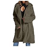 Generisch Frauen Winter Vlies Langmantel Warme Lässige Schlanke -Jacke Mit Langarm Design Für Kalte Tage (Green, XXXL)