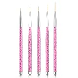 Sularpek Nail Art Liner Pinsel, 5 Stück Profi Detail Fine Nails Gel Nails Brush, Nagel Pinsel Dünn für Beauty Frauen Nagelstudio (5 Größen, Rosa)