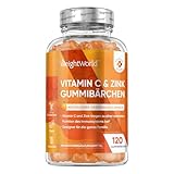 Vitamin C Gummibärchen - 200mg Vit C mit 6mg Zink - 120 Vegane Gummies - L-Ascorbinsäure & Zinkcitrat mit Natürlicher Orangengeschmack - WeightWorld