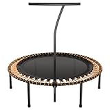 bellicon Plus Fitness Trampolin 125cm (Orange) mit stabilen Schraubbeinen, Haltestange und Gummiseilringfederung bis 200kg (Ultra Stark, Gelber Clip)