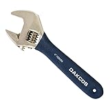 DAKCOS Rollgabelschlüssel verstellbarer Schraubenschlüssel Adjustable Wrench Einmaulschlüssel mit Gummigriff – Länge: 4'/100 mm (max. 15mm Maulweite