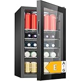 Bomann® Kühlschrank mit Glastür | 74cm Höhe | Energieklasse E | LED-Beleuchtung | 4 Ablagen | extra leise | 3-10°C | Flaschenkühlschrank 63L | Getränkekühlschrank | Kühlschrank Glastür | KSG 7515