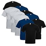 Fruit of the Loom 10 T Shirts Valueweight T Rundhals S M L XL XXL 3XL 4XL 5XL Übergröße Diverse Farbsets auswählbar (L, 4 Schwarz / 3 Navyblau / 3 Grau)