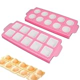 2 Stück Ravioliformen Mit 10 Gitter,Form Für Runde Eckige Ravioli,Ravioli Former,Hochwertigen Ravioli Ausstechformen,Dumpling Maker,Ravioliformer Set Für Die Herstellung Von Ravioli,Knödel (Rosa)