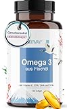 MBMGermany® Omega 3 + 1000mg Fischöl [GERUCHSNEUTRAL] mit EPA, DHA, DPA und Vitamin E - Laborgeprüft aus nachhaltigem Fischfang